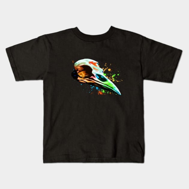 Raven colorful skull design Kids T-Shirt by Afire